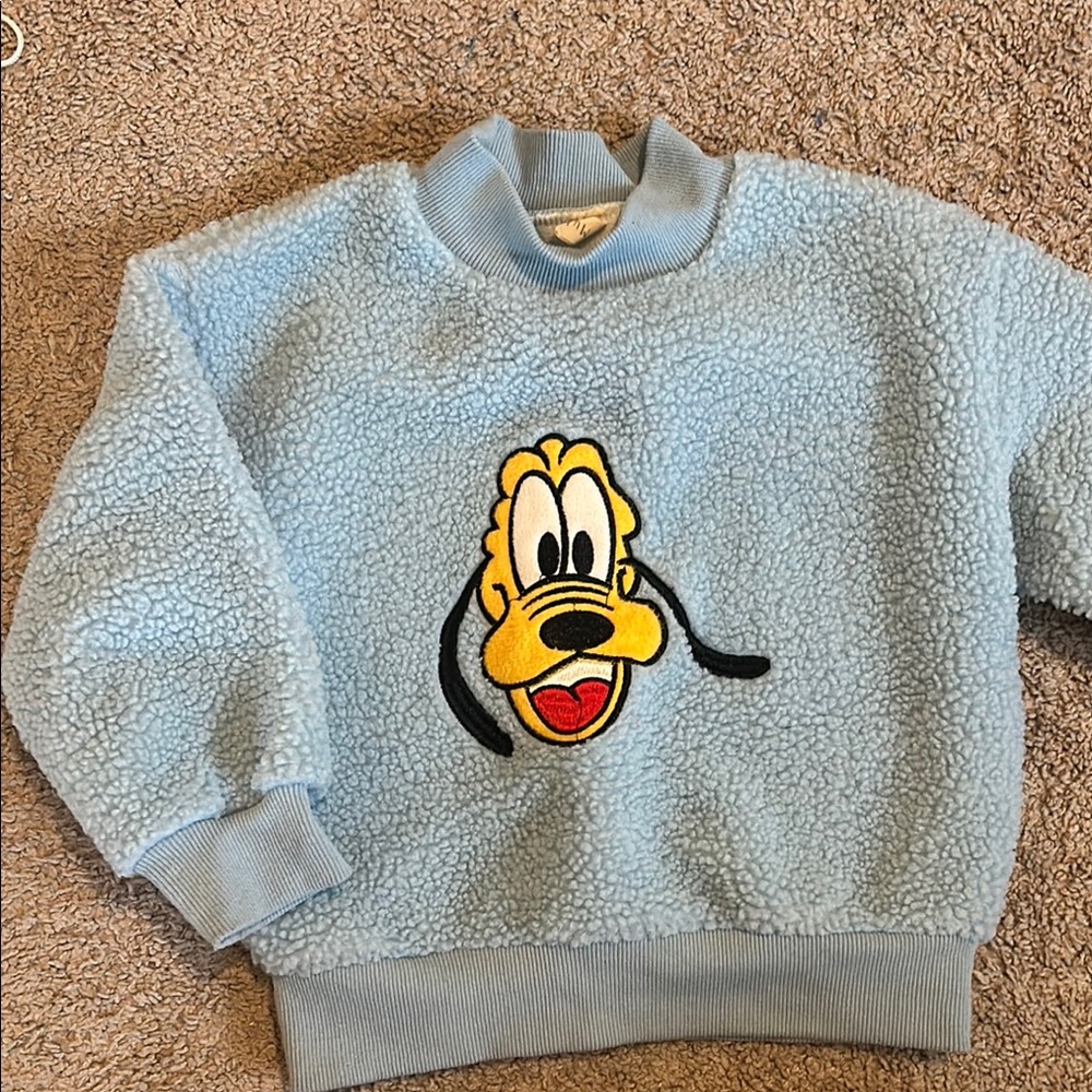Disney Blue Sweater with Pluto Cartoon Design